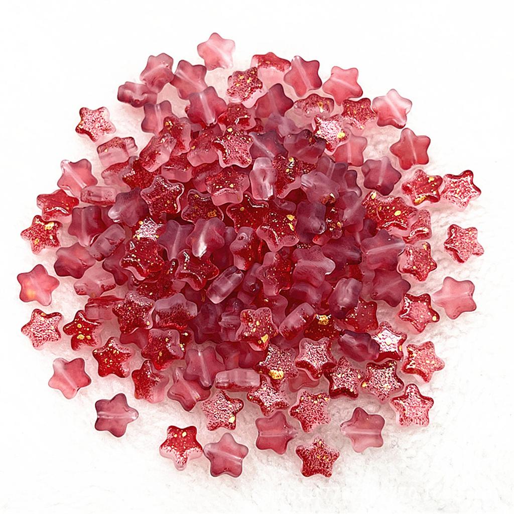 Colorful 30pcs 8mm Mini Polychrome Cute Gradient Five-pointed Star Glass Beads Loose Spacer Beads Jewelry Making DIY Handmade