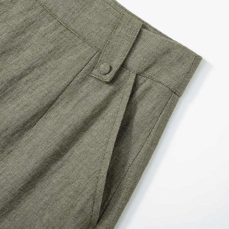 RAIN.CUN Women's Thin Linen Blend A-line Midi Skirt