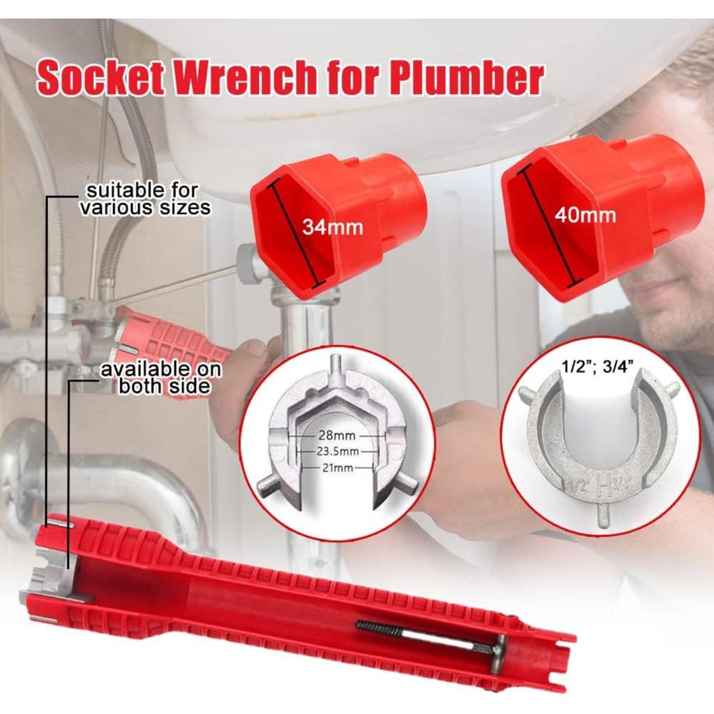 Sink Installer Tool, Sink Key Installer, Sink Faucet Installer, Multifunctional Sink Key, Double Head Key for Toilet Sink, Bathroom Tap, Kitchen Sanit