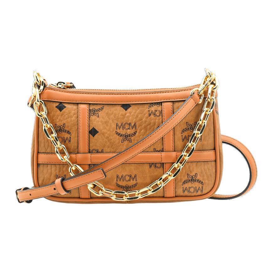 MCM Delmy Visetos Monogram Ketting Schoudertas Mini Dames Schoudertas Cognac MWSBAER01CO001 Basic Set (Bag+Dust Bag)
