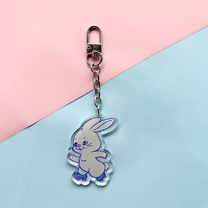 Cheap Kpop New Jean Acrylic Tokki Keyring Colorful Rabbit Keychain New