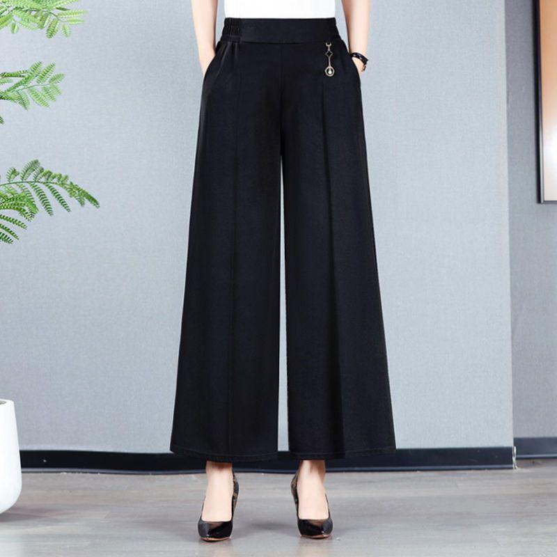 Women's High-Waist Loose Wide-Leg Summer Culottes for Middle-Aged and Elderly