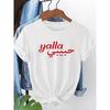 Plus Size, Yalla Letter Print Plus Size Women's T-shirt, Short Sleeve Crew Neck Casual Top for Summer & Spring