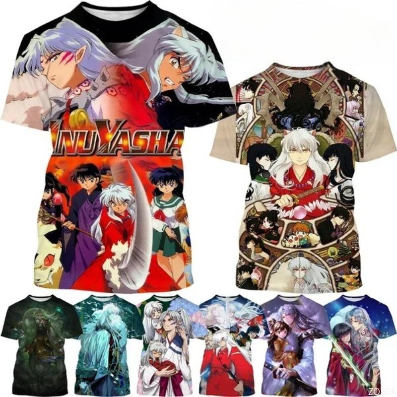 Summer Anime Inuyasha 3D Printing Personalized T-shirt Men and Women Japanese Harajuku Style Casual Round Neck Short-sleeved