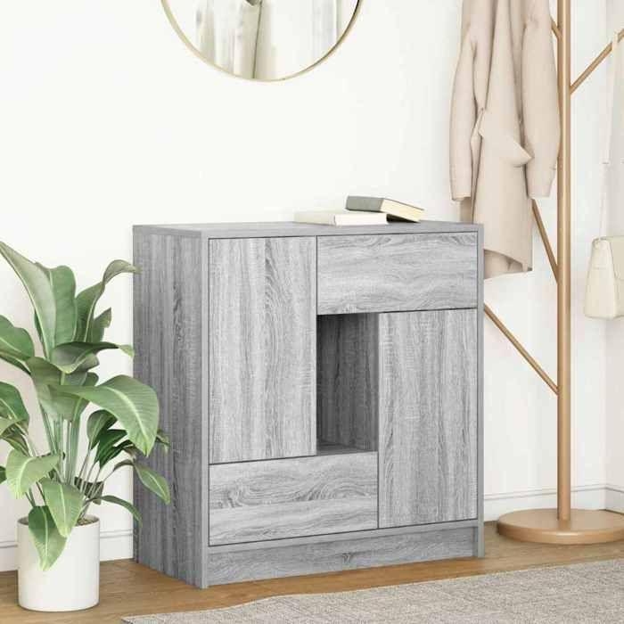 VidaXL Buffet avec tiroirs et portes sonoma gris 70,5x34x74,5 cm, meuble de rangement, armoire de buffet, meuble d'entrée, 861846