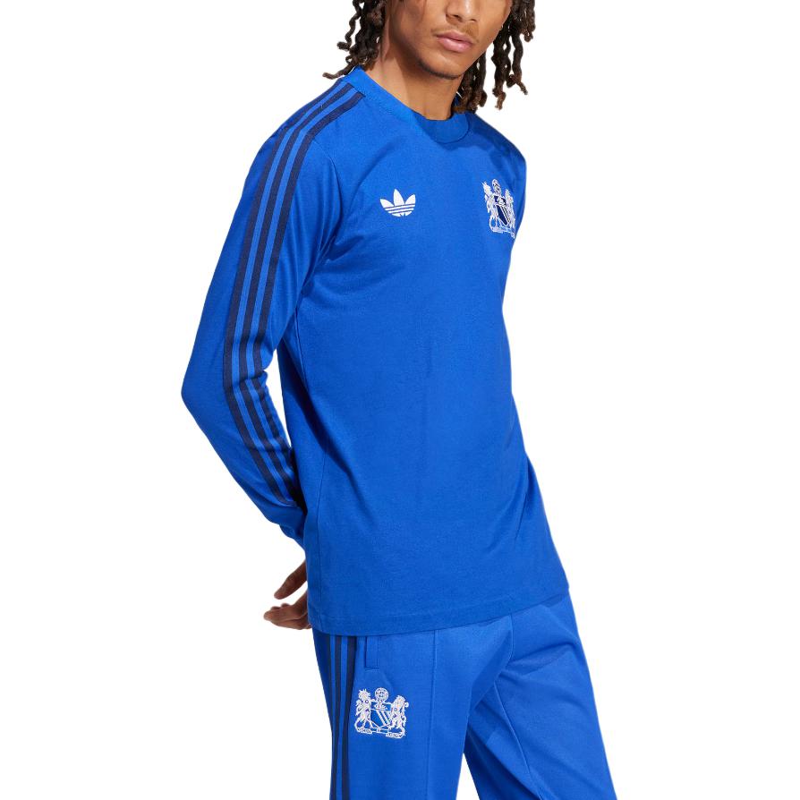 Adidas Manchester United George Best Series Comfortable Casual Retro Long Sleeve Football Shirt Men Tops Cobalt-Blue IV7536