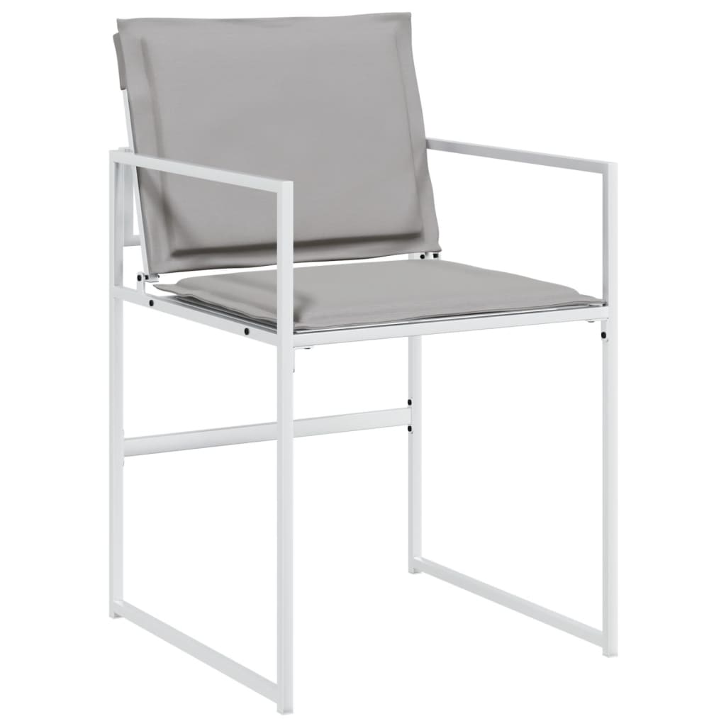 7 Piece Garden Dining Set with Cushions White Textilene