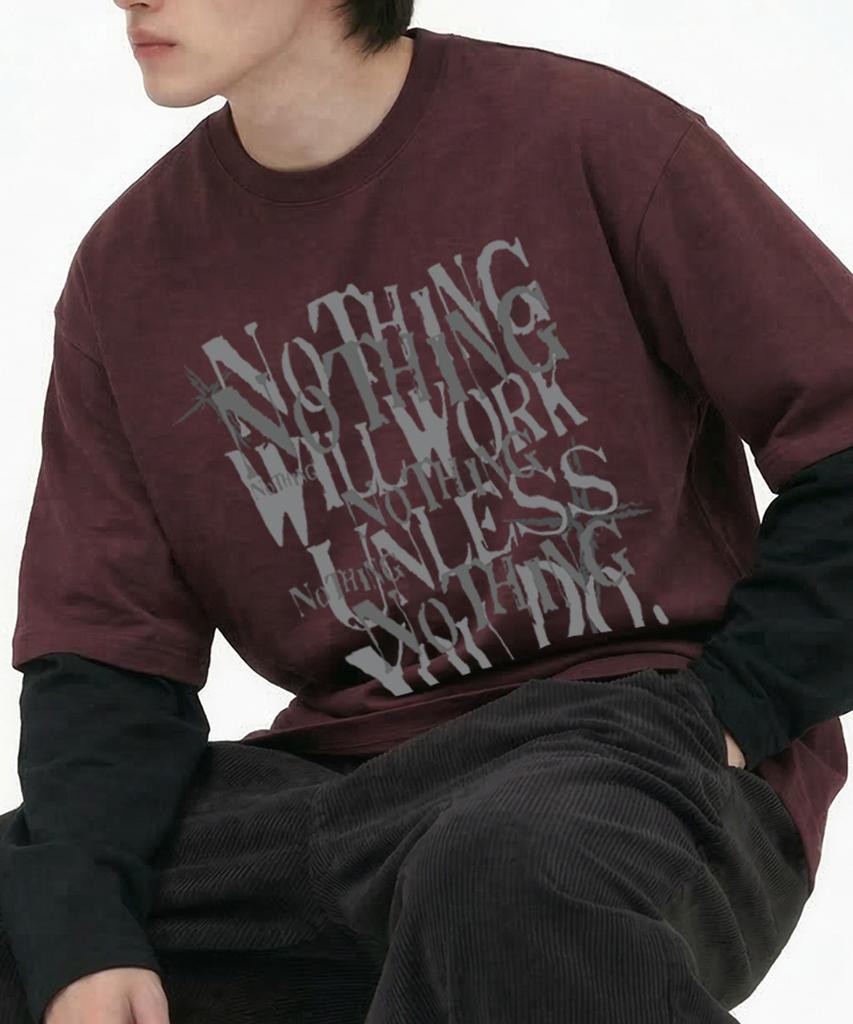 SHIRTER Layered Notting Long Sleeve (Sls039) Burgundy