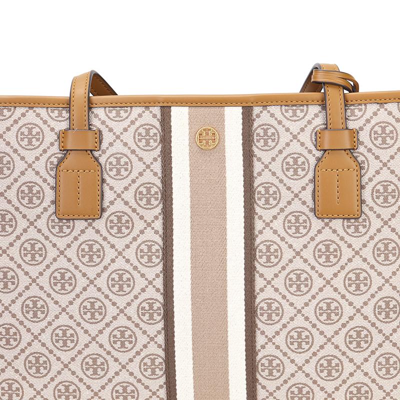 Tory Burch Tb T Monogram All Over Print Commuter Large Capacity Coated Canvas Tote Bag Women Tote Brown 81964-203