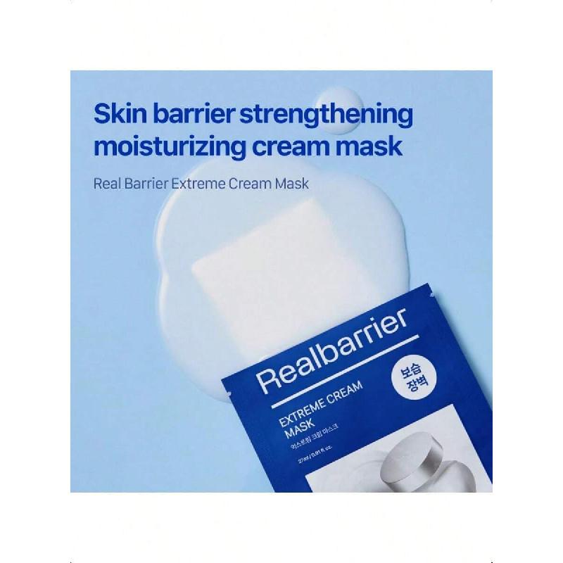 

Real Barrier Extreme Cream Тканинна маска для обличчя 10 шт., Формула для відновлення шкірного бар єру, Зволожуюча для сухої чутливої шкіри Extreme Cream