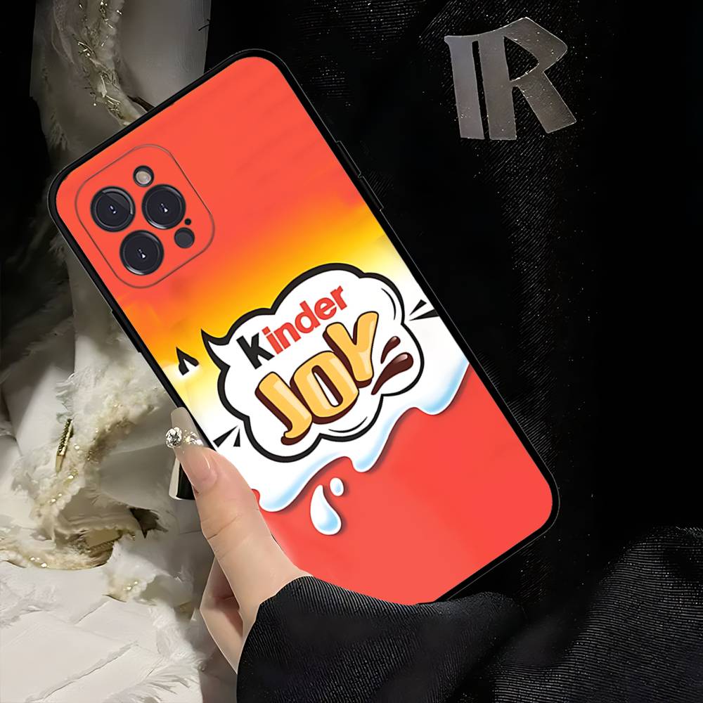 Cute Kinder Surprise Eggs Logo Phone Case For Iphone 17 16 15 14 13 12 11 Pro Max Plus Black Shell Cover Case