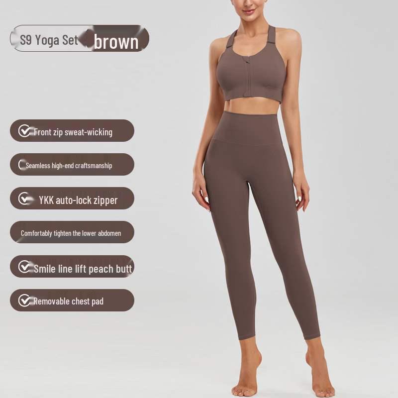 

Женский комплект YKK большого размера для йоги с быстрой сушкой - 2024 Спортивная и танцевальная фитнес-одежда S (YKK Zipper)