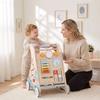 Wooden Baby Walker Detachable Double-Sided Board Wheels Natural