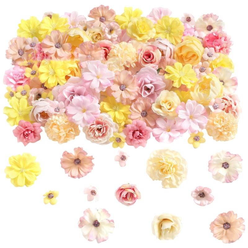 Pack of 50 Assorted Color Small Fabric Flowers for Handmade Crafts Home Decoration and Party Arrangements