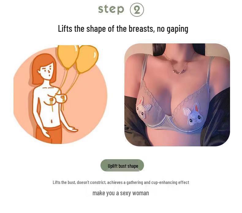 Cross-Border Sexy Bunny Sheer Underwear Set for Women: Slimming, Enhancing Bra for a Pure Desire Look