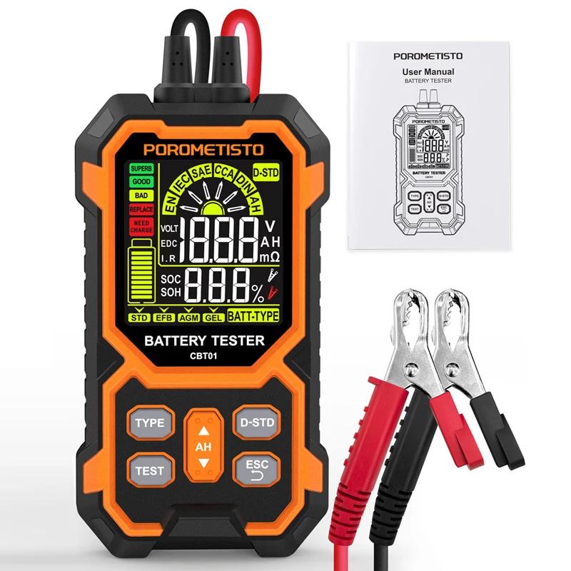

POROMETISTO CBT01 Car Motorcycle Battery Tester 12V 24V Lead Acid Battery Analyzer 1999 CCA Car Moto Cranking Charging Test Tool