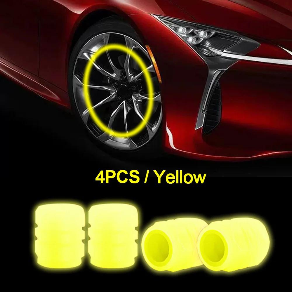 Car Luminous Tire Valve Cap Motorcycle Bike Wheel Nozzle Fluorescent External Accessories Decor Tyre Valve Stem Luminous Caps