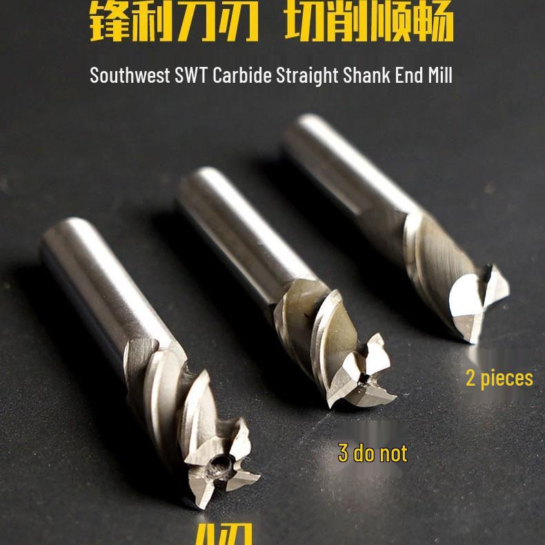 High-Speed Steel Keyway Milling Cutter: 2, 3, 4 Flute Straight Shank End Mill (White Steel)