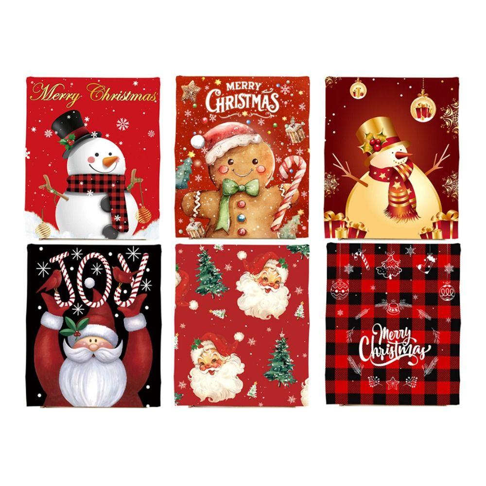 Snowman Christmas Chair Cover Elf Pattern Washable Chair Back Slipcover Quick Easy Use Santa Claus Pattern Dining Chair Cover