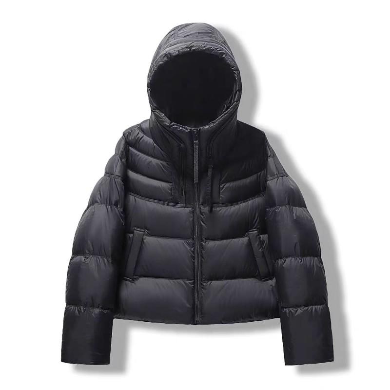 Womens Short Puffer Jacket With Hood 2026 Winter Warm White Duck Down Fill Loose Fit Petite