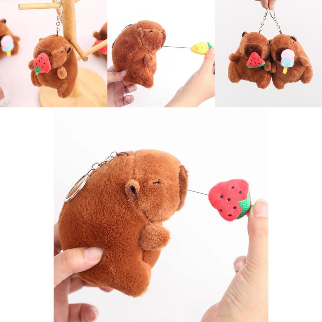 Creativo Cappello da Gelato Fragola Anguria Capibara Peluche Ciondolo Portachiavi Per Regalo Bambini