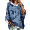 Women's Print Three-Quarter Sleeve Hooded Pullover Top Casual Fashion
