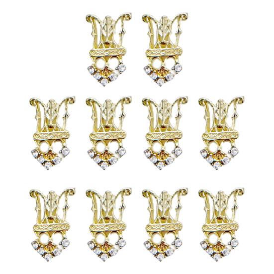 10Pcs Nail Jewelry Retro Bright Color Fade-Resistant Shiny Visual Effect Wide Application Decorative Metal Faux Crystal