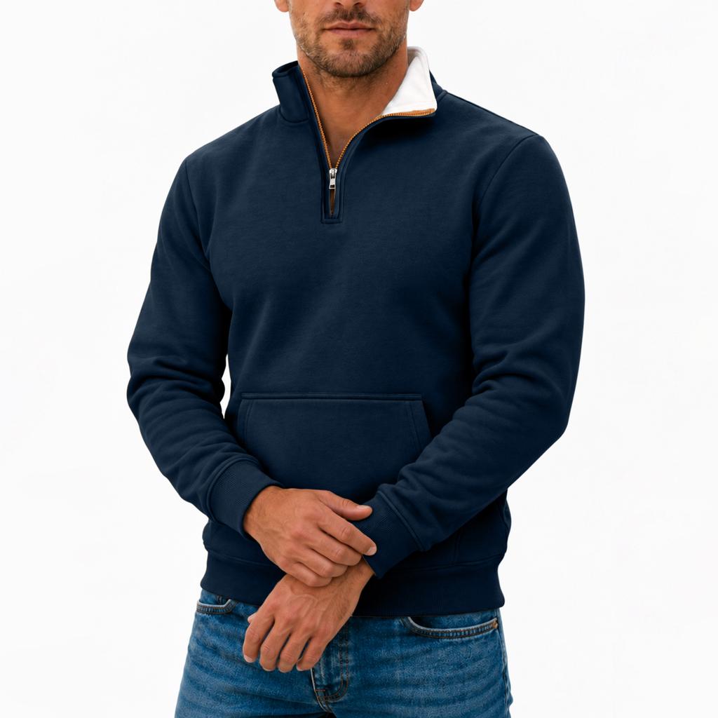 Men's Fall Half-Zip High Neck Long Sleeve Sweatshirt, Casual Pullover for Outdoor and Daily Wear