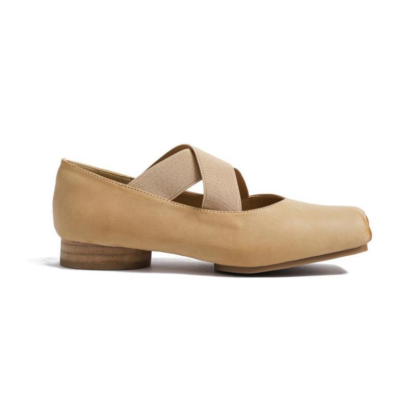 Sheepskin version~ Leather ballet shoes women's retro thick heel single shoes square head Mary Jane high heels