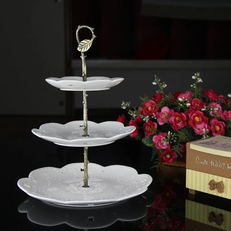 Cake Tray Rack Zinc Alloy Leaf Handle Dim Sum Fruit Tray Bracket Metal String Tray Rack Household Tools Kitchen Baking Supplies