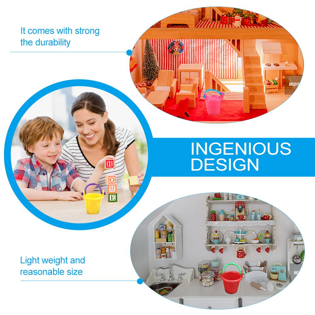 10 Pcs Mini Buckets Crafts Sand Toys Beach Plastic Miniature Pail Small House Decoration