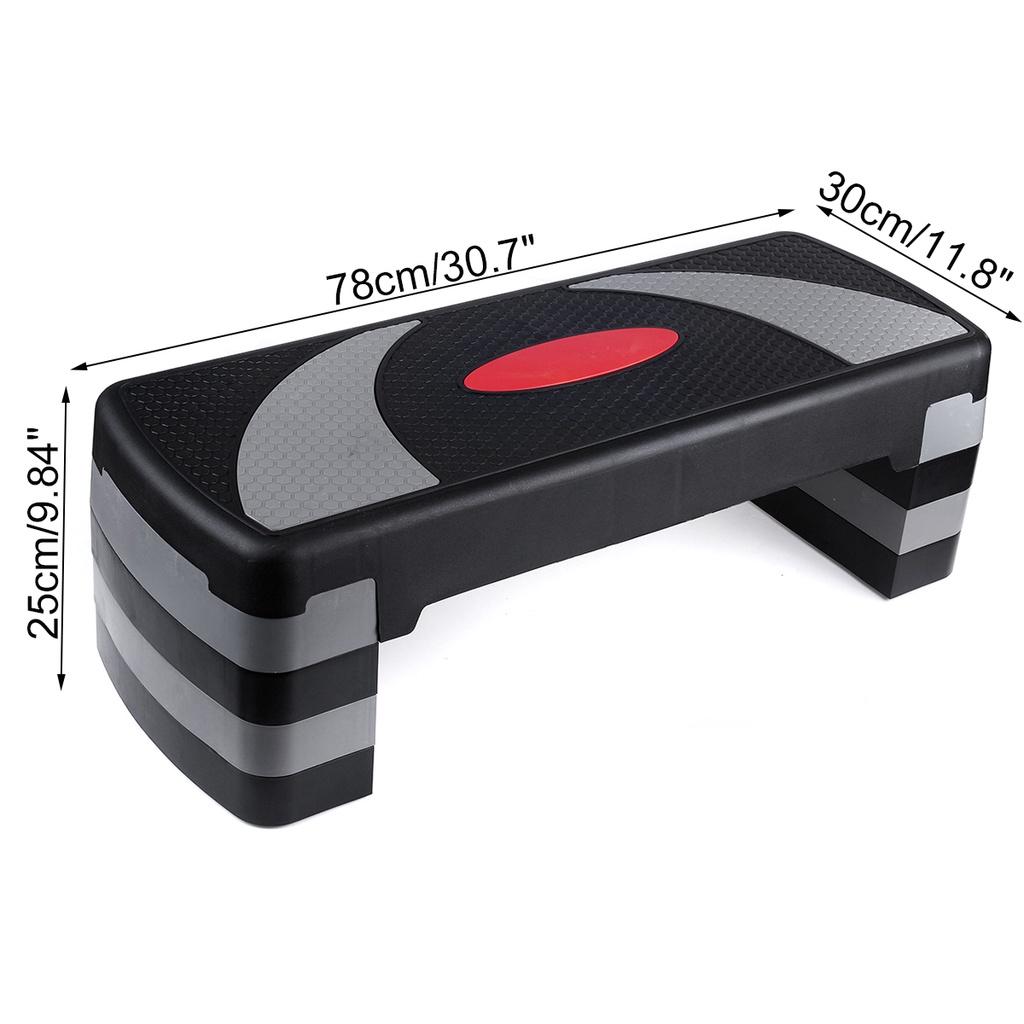 4 Level PP & ABS Gray & Black Aerobic Exercise Step Stepper Riser Gym Heavy Duty  Cardio Fitness Bench New
