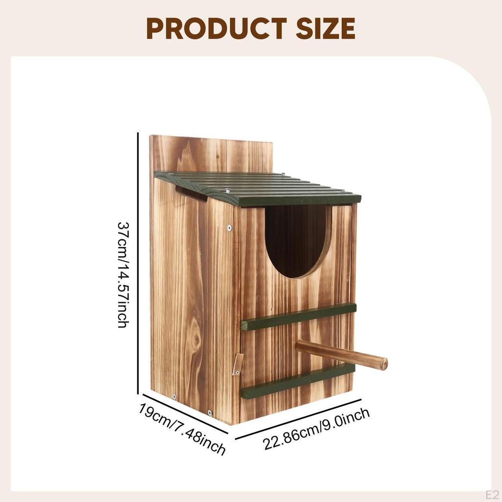 Wooden Bird House Breeding Nest Box Easy to Clean Hanging Birdhouse Hut for Outside Country