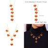 Red Maple Leaf Necklace With Alloy Leaf Pendant And O Chain Style For Daily Fashion Accessory