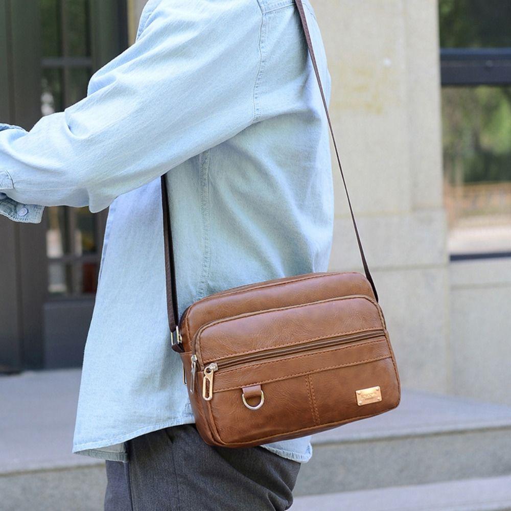 

PU Shoulder Bag Multilayer Business Bag New Travel Bag Man