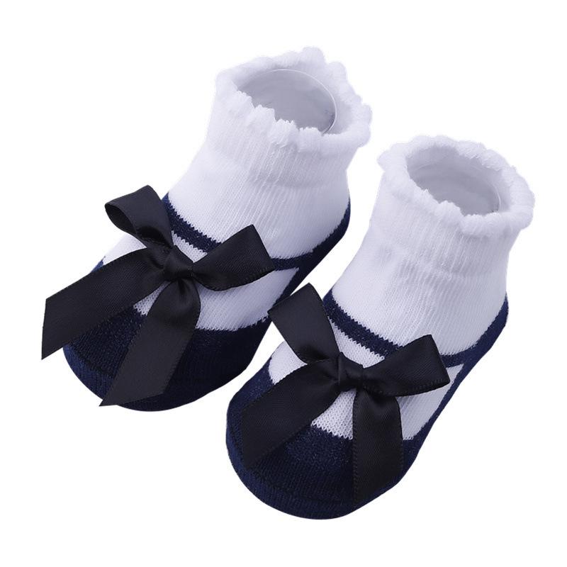 Cartoon Stripe Mesh Bow Baby Socks - Cute European & American Style