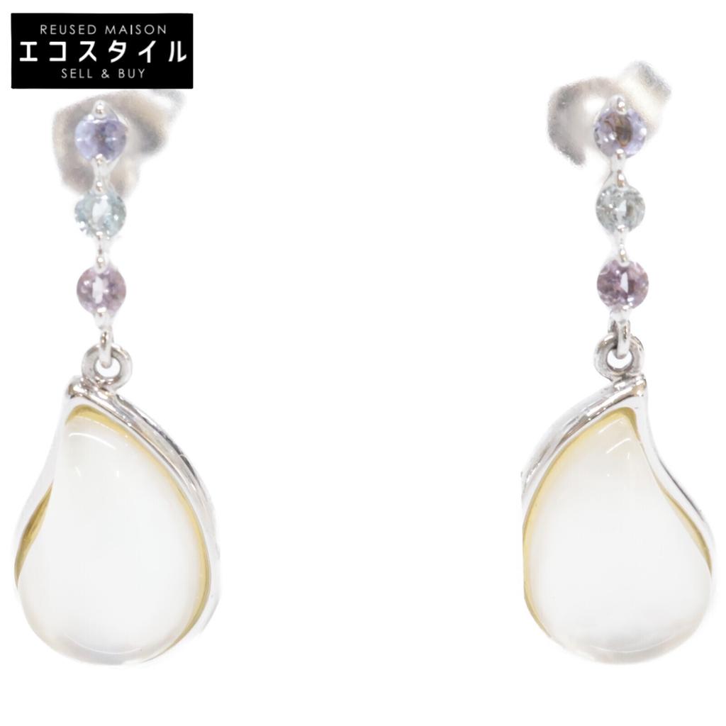 STAR JEWELRY [Beautiful Condition] K10 SUNSET COLORS Drop Motif earring White goldUsed