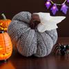 Knitted Pumpkin Decor Fall Farmhouse Display Set of 3 Mini Knit Pumpkins for Thanksgiving Table Decor Realistic Faux Fall
