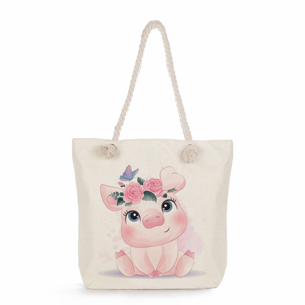 Multifunctional Cute animals Printed Thick Rope Shoulder Beach Bag 7586 KTB