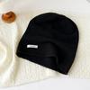 Solid color wool knitted stacking hat women's autumn and winter 0% all-wool knitted hat fashionable versatile cold hat ear protection hat