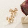 Copper Butterfly Zirconia Pearl Stud Earrings for Women