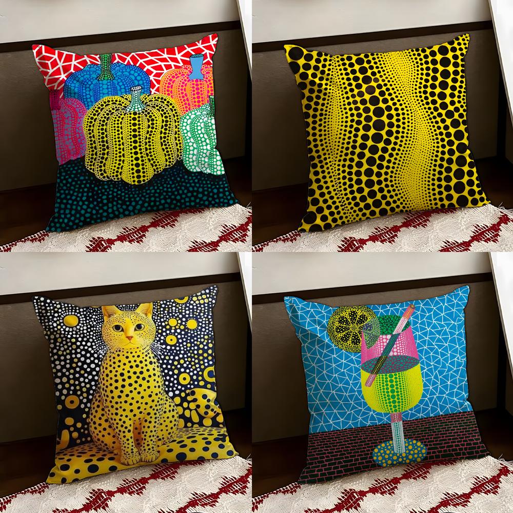 YYayoi KKusama Abstract Art Cushion Cover Reversible Soft Durable Pillow Cover Home Car MultiScene Use for Daily Comfort