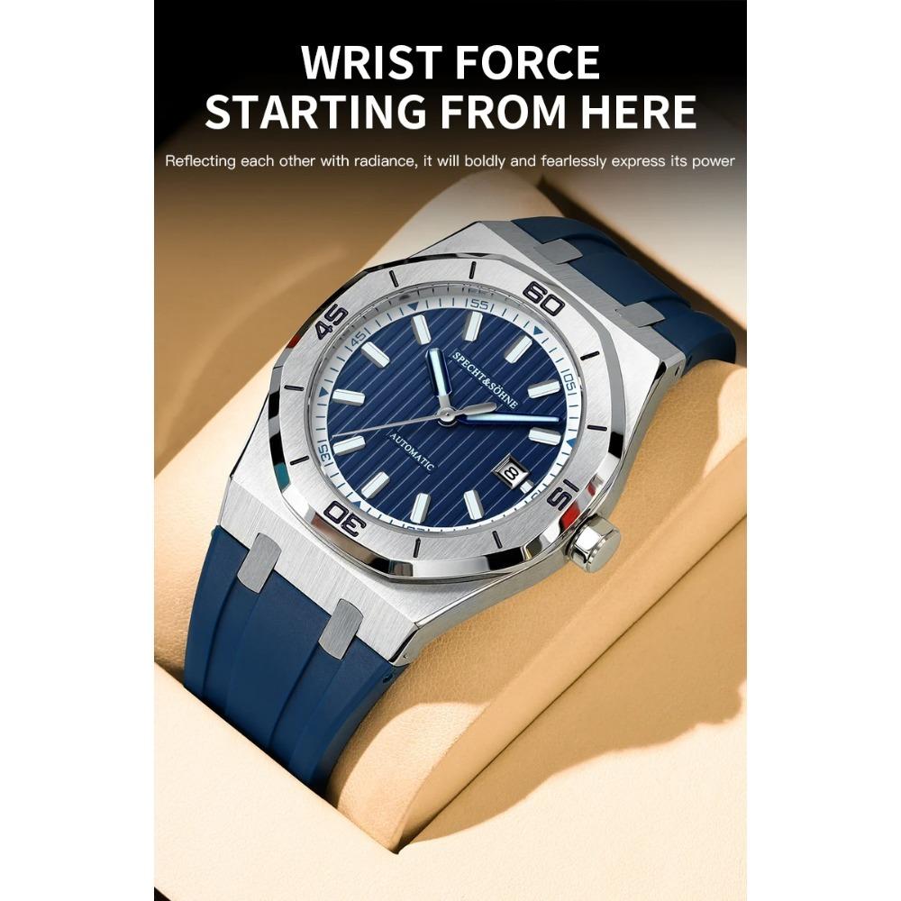 Specht & Sohne New 40mm Men Automatic Mechanical Watches Men Luxury Stainless Steel Watch Rubber Relogio Masculino Waterproof