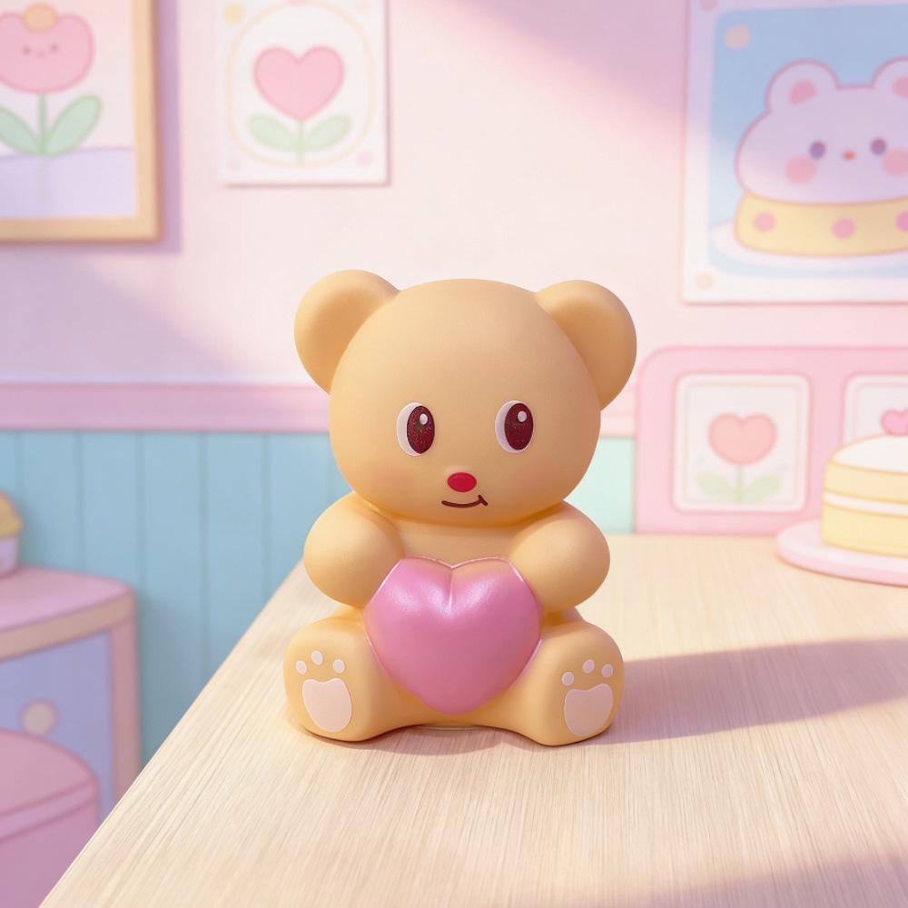 Charming Heart Bear Night Light - Cute Cartoon Festival Gift for Kids' Birthdays and Creative Atmosphere Decoration.