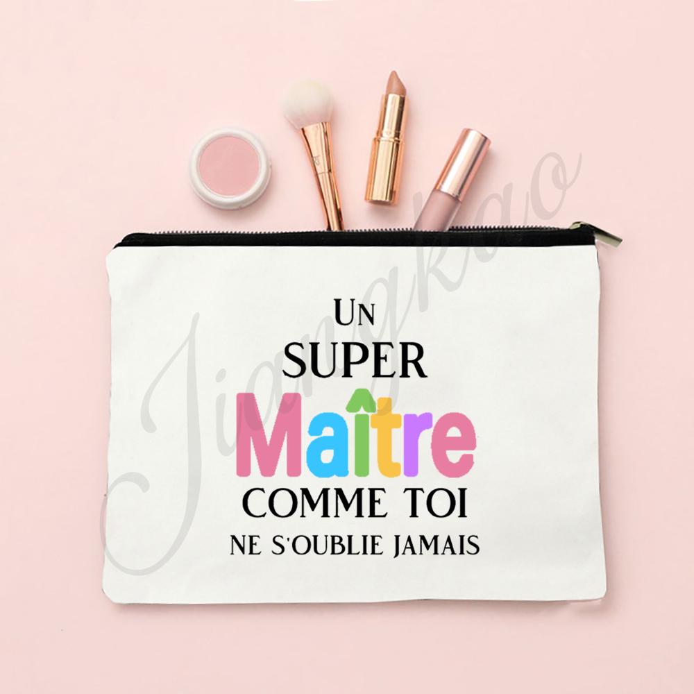 Thank Super Teacher Print Makeup Bag Travel Toiletries Storage Pouch School Pencil Bags Gift for Atsem Avs Aesh Maitress Maitre