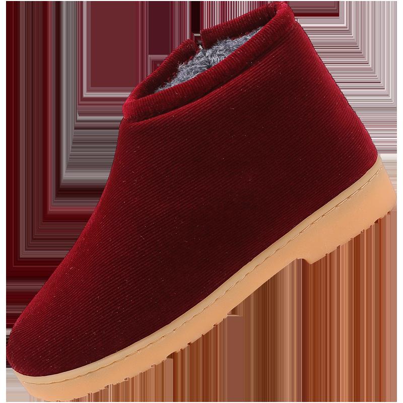 

Handmade cotton shoes women s winter home indoor in the elderly mother non-slip thick-soled velvet thermal cotton slippers men s bag heel 45 (for size 44 feet)