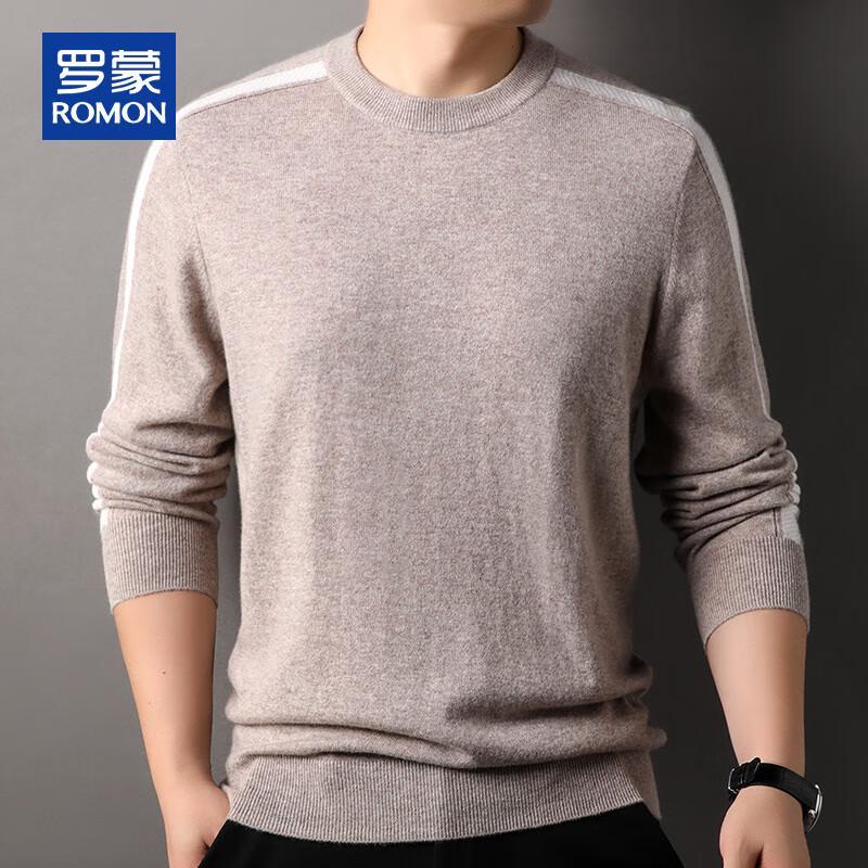 ROMON Men's 100% Cashmere Thick Crew Neck Sweater