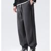 Men's Heavy Brown Velvet-Lined Sweatpants: Loose, Drawstring, Trendy, Large Size, Spring & Autumn Casual Sportswear.