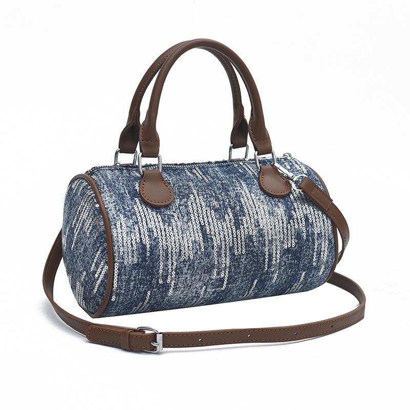 Sequin Handbag Summer Women's New Trend Fashion Simple Solid Color Pillow Bag Shoulder Messenger Bag