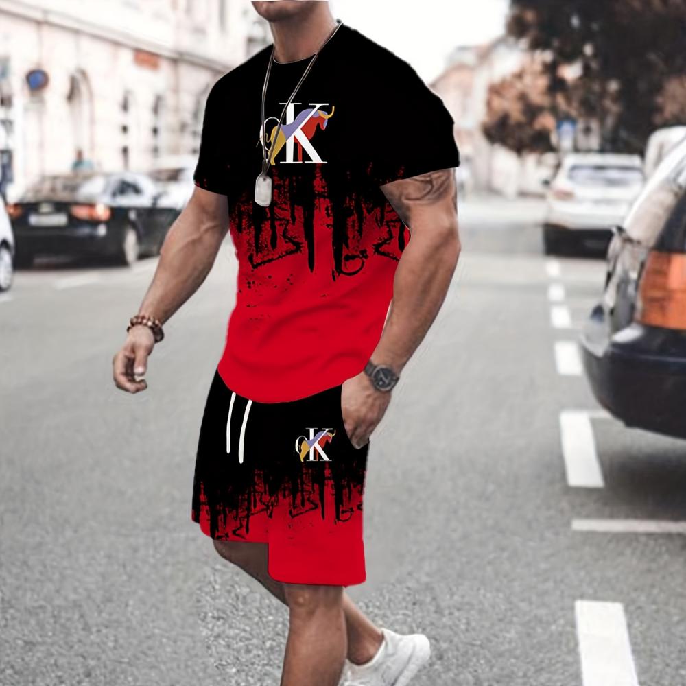 

Мужская футболка и шорты с принтом 3D-мультяшного медведя, комплект из летней уличной моды, повседневные мужские пляжные шорты с короткими рукавами XL